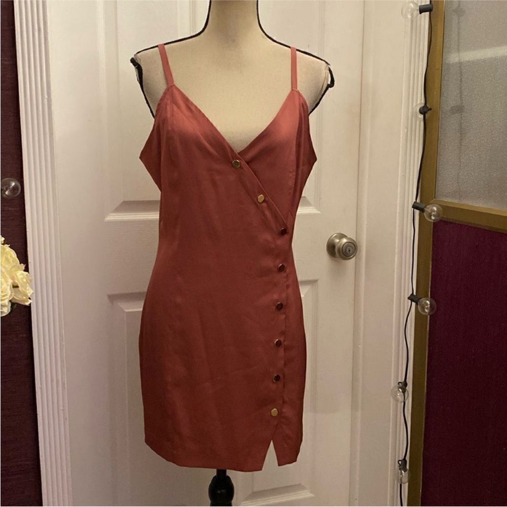 S by Serena Rust Button-Front Mini Dress
